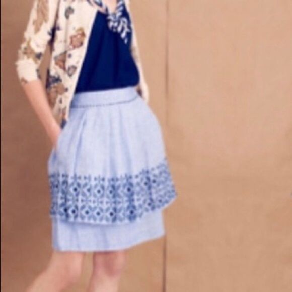 Anthropologie Odille Alpine Dream Skirt Blue Chambray Small - Picture 2 of 8